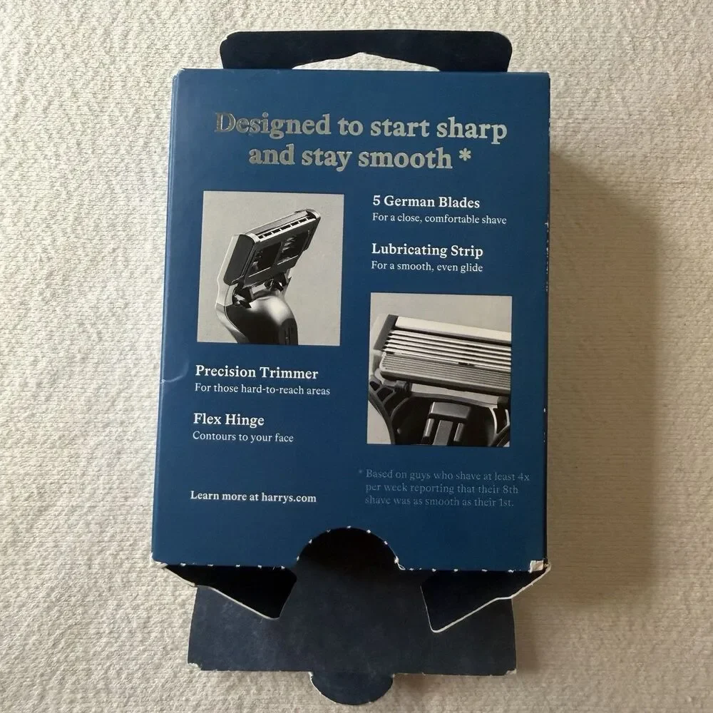 HARRY'S 4-PACK 5-BLADE REPLACEMENT CARTRIDGES MADE IN GERMANY Brand New Open Box